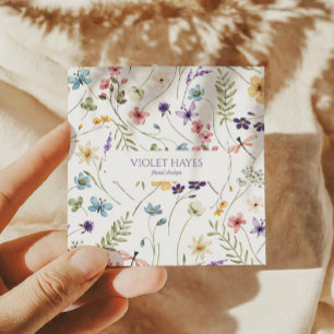 Elegante Wildblume Wilde Blume Maßgeschneidert Quadratische Visitenkarte