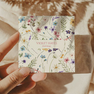 Elegante Wildblume Wilde Blume Maßgeschneidert Quadratische Visitenkarte