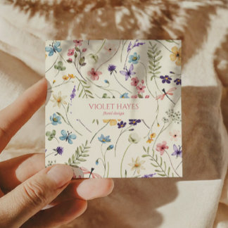 Elegante Wildblume Wilde Blume Maßgeschneidert Quadratische Visitenkarte