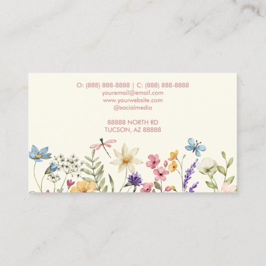 Elegante Wildblume Wilde Blume Maßgeschneidert Visitenkarte (Rückseite)