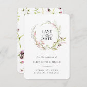 Elegante Wildblume Wreath Save the Date Ankündigung (Vorne/Hinten)