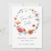 Elegante Wildblume Wreath Summer Wedding Save The Date (Vorderseite)