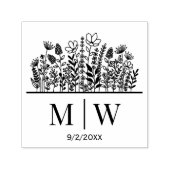 Elegante Wildblumen #2B Hochzeitscouponnamen Datum Permastempel (Design)