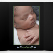 Elegante Wildblumen, 3 Foto Collage Baby Birth Dreifach Gefaltete Ankündigung (Innenseite Mitte)