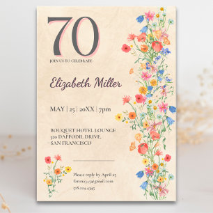 Elegante Wildblumen-70. Geburtstagsfeier Einladung