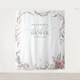 Elegante Wildblumen-Aquarell-Dusch-Fotobooth Wandteppich