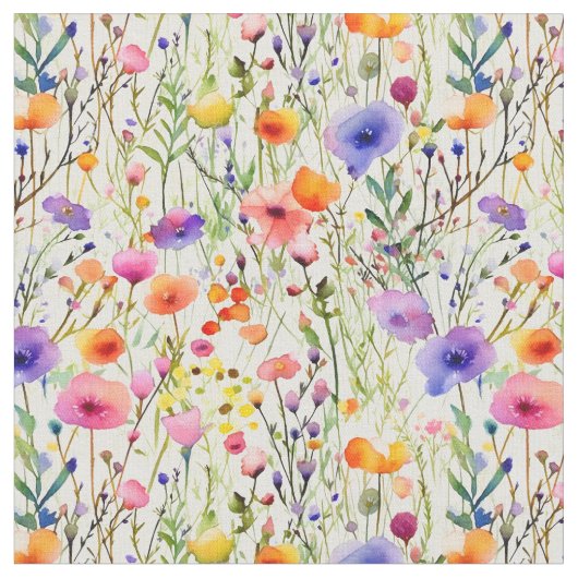 Elegante Wildblumen Aquarell Stoff (Nahaufnahme)