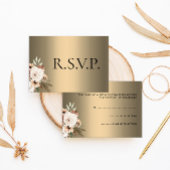 Elegante Wildblumen auf der Goldboho-Hochzeit RSVP Karte