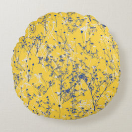 Elegante Wildblumen auf Senfgelb Rundes Kissen
