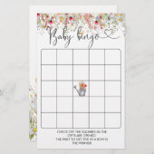 Elegante Wildblumen Baby Shower Bingo Game (Vorne/Hinten)