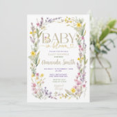 Elegante Wildblumen Babydusche Einladung (Stehend Vorderseite)