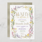 Elegante Wildblumen Babydusche Einladung (Vorne/Hinten)