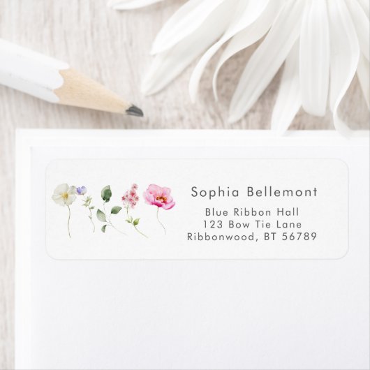 Elegante Wildblumen Babydusche Rücksendeadresse (Insitu)