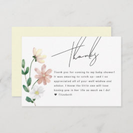 Elegante Wildblumen Babydusche Vielen Dank Begleitkarte