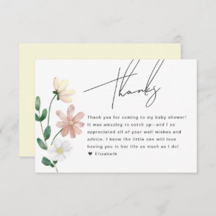 Elegante Wildblumen Babydusche Vielen Dank Begleitkarte