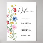 Elegante Wildblumen Begrüßungspapier Poster (Vorne)