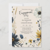 Elegante Wildblumen Beige-Engagement-Partei Einladung (Vorderseite)