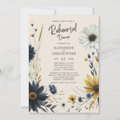 Elegante Wildblumen Beige Hochzeit Probe Dinner Einladung (Vorderseite)