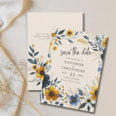 Elegante Wildblumen Beige Hochzeit Save The Date