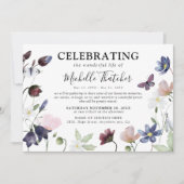 Elegante Wildblumen Beileid Gedenkfeier Einladung (Vorderseite)