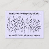 Elegante Wildblumen BESTELLEN DANKE QR-Code Visitenkarte (Vorderseite)