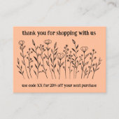 Elegante Wildblumen BESTELLEN DANKE QR-Code Visitenkarte (Vorderseite)