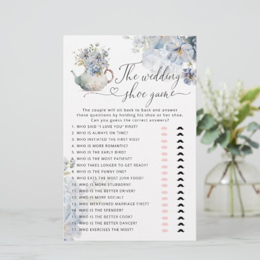 Elegante Wildblumen blau Das Hochzeitsschuhspiel (Stehend Vorderseite)