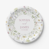 Elegante Wildblumen Blumen Hochzeit Pappteller (Vorderseite)