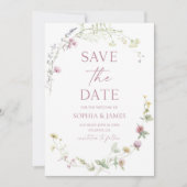 Elegante Wildblumen-Blumen-Hochzeit Save The Date (Vorderseite)