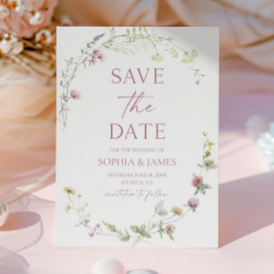Elegante Wildblumen-Blumen-Hochzeit Save The Date