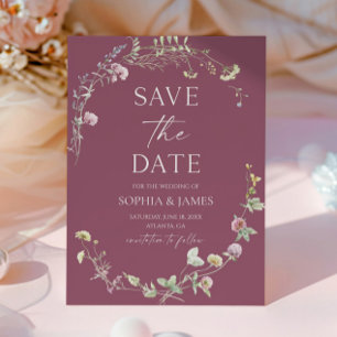 Elegante Wildblumen-Blumen-Hochzeit Save The Date