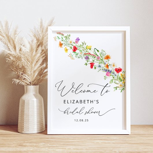 Elegante Wildblumen Blumengarten Poster