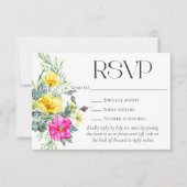 Elegante Wildblumen Blumenhochzeit Website QR Code RSVP Karte (Vorderseite)