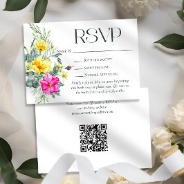 Elegante Wildblumen Blumenhochzeit Website QR Code RSVP Karte