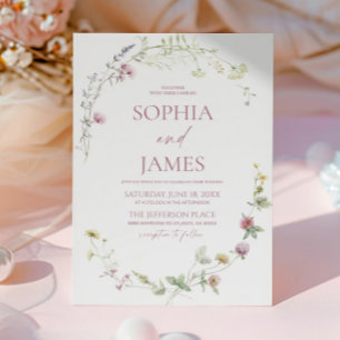 Elegante Wildblumen-Blumenrahmen-Hochzeit Einladung