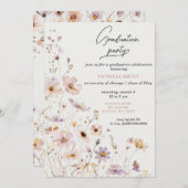 Elegante Wildblumen Blush Graduation Party Einladung (Vorne/Hinten)