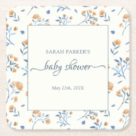 Elegante Wildblumen Boho Baby Shower Rechteckiger Pappuntersetzer