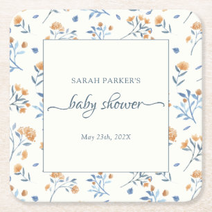 Elegante Wildblumen Boho Baby Shower Rechteckiger Pappuntersetzer