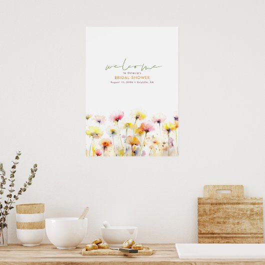 Elegante Wildblumen Boho Begrüßungszeichen Poster (Küche)