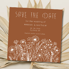 Elegante Wildblumen Boho Burnt Orange Wedding Save The Date