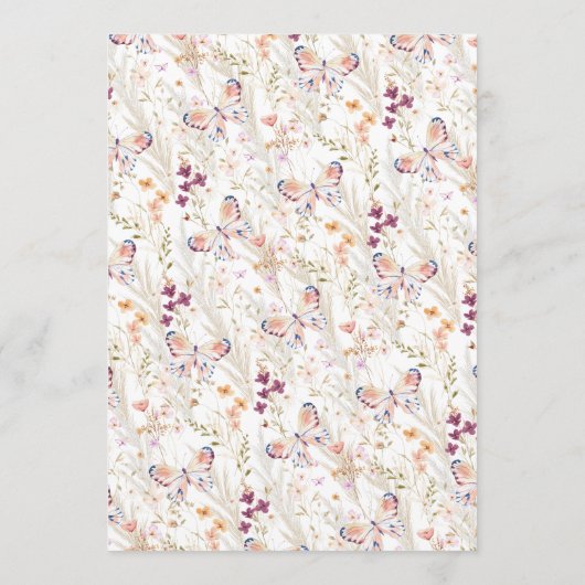 Elegante Wildblumen Boho Menü Menükarte (Rückseite)