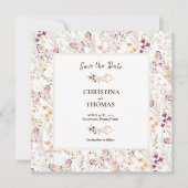 Elegante Wildblumen Boho Save the Date (Vorderseite)