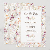 Elegante Wildblumen Boho Save the Date Einladung (Vorne/Hinten)