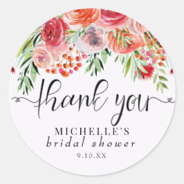 Elegante Wildblumen | Boho Vielen Dank Runder Aufkleber
