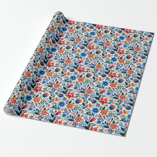 Elegante Wildblumen Botanisches Muster Geschenkpapier (Ungerollt)