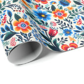 Elegante Wildblumen Botanisches Muster Geschenkpapier (Rolleneckpunkt)