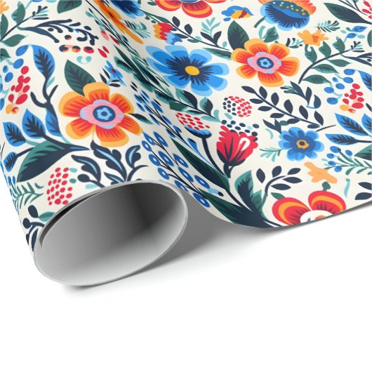 Elegante Wildblumen Botanisches Muster Geschenkpapier (Rolleneckpunkt)