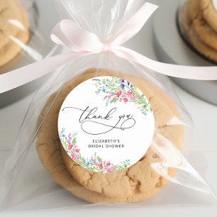 Elegante Wildblumen-Brautjungfernparty Dankeschön Runder Aufkleber