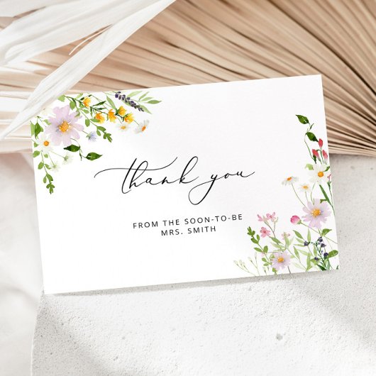Elegante Wildblumen Brautparty Dankeschön Karte