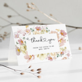 Elegante Wildblumen Brautparty Dankeschön Karte